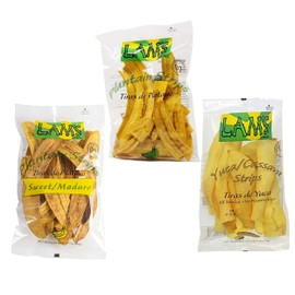 Lam's Plantain chips, banana chips, Sweet || Maduro || Yuca || Cassava strips || 2.5 oz (2Lam's Sweet+2Lam's Yuca+2Lam's Regular) Regular Plantain Chips