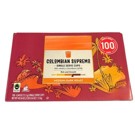 Colombian Supremo Arabica Medium-Dark Roast Coffee Pods, 100 ct. Compatible with K-Cups Brewers