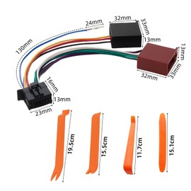 ComPDCVD Car Radio ISO Adapter Pioneer Car Stereo Radio Loom Cable with 4-in-1 Car Trim Wedges ISO Adapter Car Radio 16-Pin Radio Adapter for ISO Bus Wiring Harness Plug Replacement