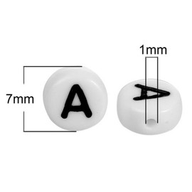 Sadingo Letter Beads 'H' Round | 7 mm - 50 Pieces, Beads for Threading, Round Plastic Beads, Small Letter Beads, Letter Bracelet, Make Your Own Bracelets, DIY Jewellery, Craft Bead