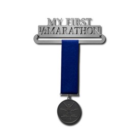Allied Medal Hangers - My First 1/2 Marathon - Single Medal Holder (6'' Wide with 1 Hang bar) - Book Antiqua/Book Antiqua Negative - Multiple Variations Offered!