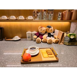 SilkNavAnchor Bamboo Serving Tray with Gold Handles - Small Wood Serving Tray for Breakfast in Bed, Coffee Table, Dinner & bar - Decorative Bed Table Tray for Kitchen or Bedroom（11.8" x 7.5" x 2"）