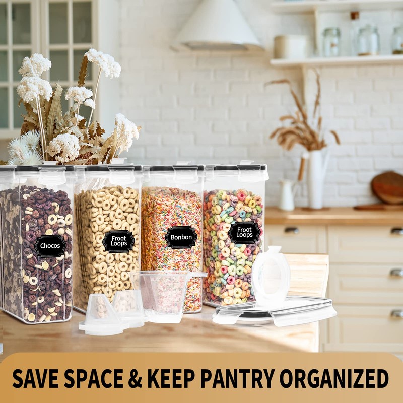 PRAKI Cereal Containers Storage Set (4L,135.2 Oz), 4PCS Airtight Food