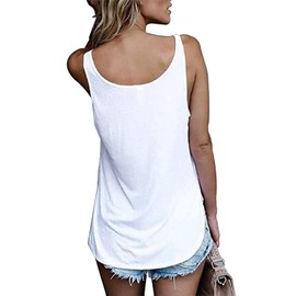 Women Shirts Sleeveless Summer Tunic Loose Fit Tank Tops (XXL, Solid White)