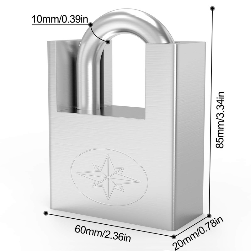 Diyife Heavy Duty Padlock 60 mm, Outdoor Weatherproof Robust Padlock,