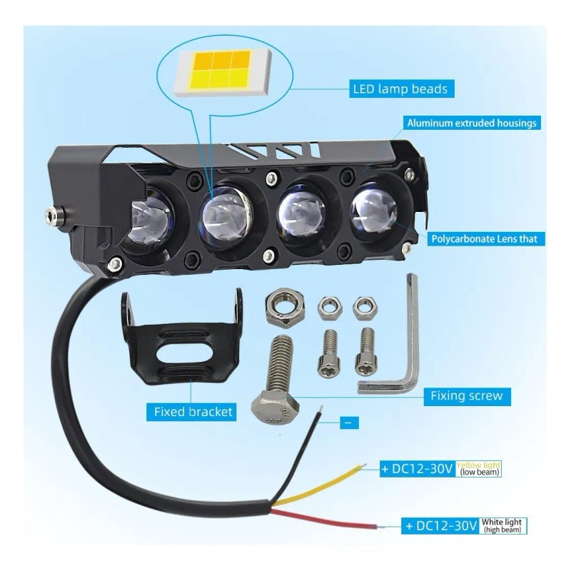 Par Luces Faros Auxiliares Led De Lupa Para Auto Moto