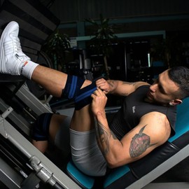 GN FITNESS Rodilleras Gym, Vendas Para Rodillas Mujer y Hombre , Knee Wraps, Venda para Rodillas Gym, Equipo de entrenamiento de pesas, Rodillera para Crossfit, Evita lesiones en tus articulaciones (Azul Rey)