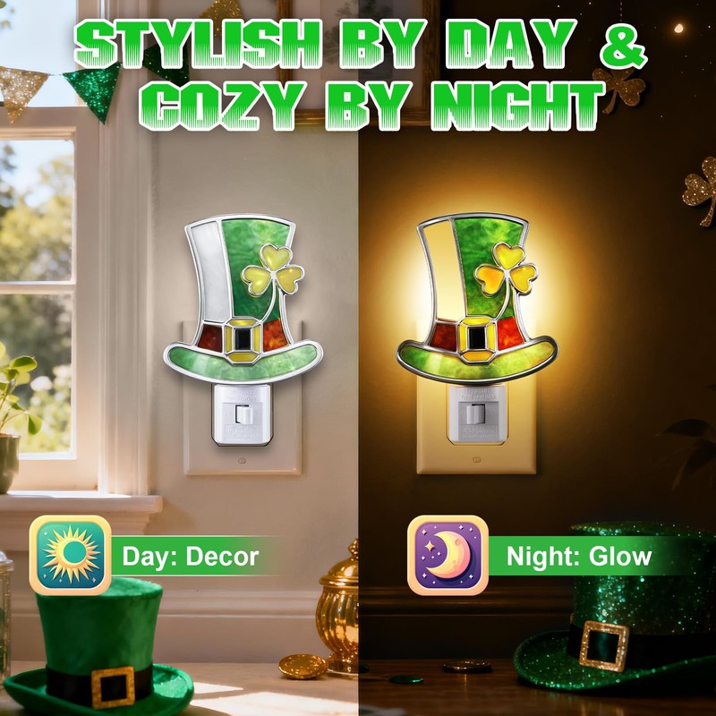 Hohean Shamrock Hat Night Light – UL Certification Plug-in Irish