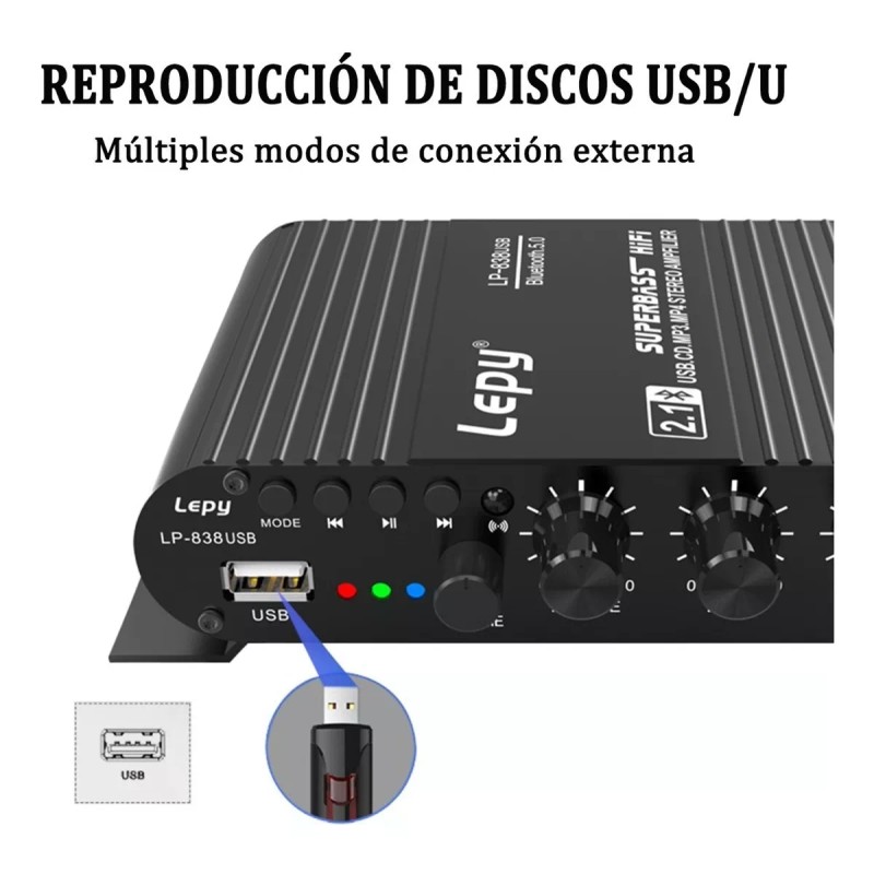 Gmdr Amplificador 2.1 Hifi Stereo Subwoofer Con Bluetooth/ Remoto
