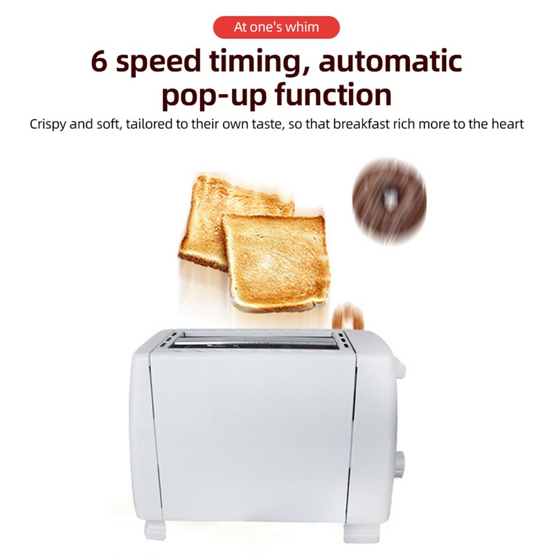 2 Slice Toaster Stainless Steel ABS Smart Toaster with 6