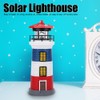 LED Solar Power Lighthouse Statue Rotating Outdoor Light Garden Yard