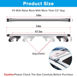 WdfCariP Roof Rack Cross Bars 54", Universal Adjustable Aluminum Crossbars with Dual Lock System for Kayak, Cargo, Bike, and Luggage Carrier and More with Existing Raised Side Rails