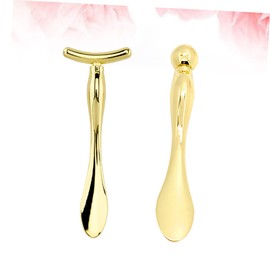 OHPHCALL 2pcs Tools Golden Makeup Spoon Eye Massage Stick for Application Portable Design for Improved Absorption and Reduced Puffiness