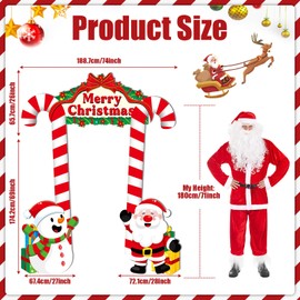 3 Pcs Merry Christmas Party Decorations Christmas Santa Door Banner Snowman Photo Booth Props Large Xmas Candy Cane Gifts Photography Backdrop for Kids Boys Girls Trick or Treat Games Favors Supply