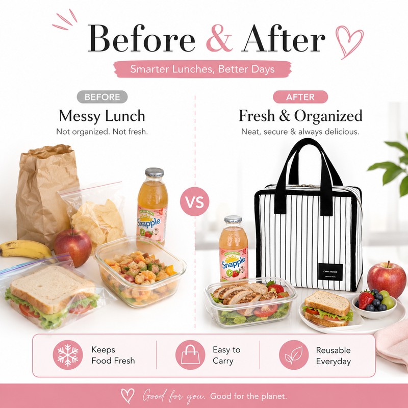 Insulated Lunch Bag for Work & Picnics – Portable Water-Resistant