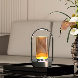 Kipliko Modern Acrylic LED Table Lamp with Arched Metal Frame-Knob Control,Adjustable Brightness,Tri-Color Light Options, Energy-Efficient,Ideal for Bedroom,Living Room,Office.(Silver)