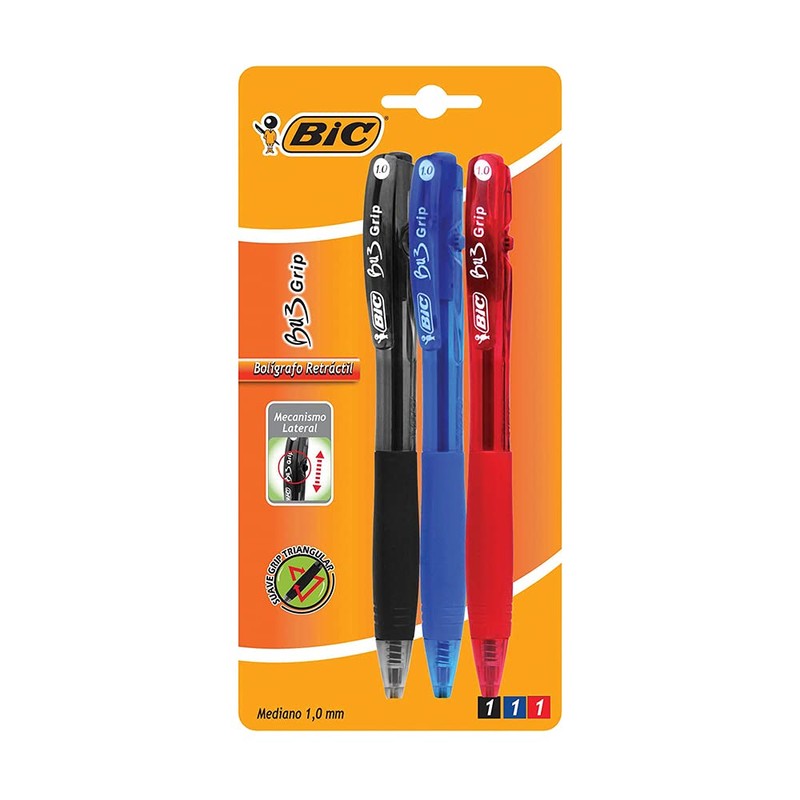BIC BU3 Grip Bolígrafo Retráctil Mediano de 1.00 mm -