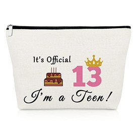 Gevody Sweet 13 Gifts for Girls Makeup Bag 13th Gifts Happy Birthday Gifts 13 Year Old Teens Birthday Gifts Cosmetic Bag Best Friend Daughter Sister Gift Celebrate Turning Thirteen Gift Travel Pouch