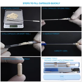 Capsule Filling Machine Kit for Pill Filler - Micro Spoon Spatula Tool for Gel Capsules Quick Filling Tray with Herbal Powder Tamper Tools Sizes #000 00 0 1 2