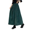 ebossy Women's Corduroy Maxi Skirt Elastic High Waist Drawstring Tie