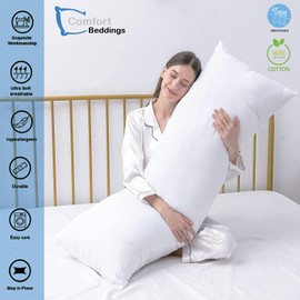 Comfort Beddings Premium Quality 800TC Bolster Pillow Case 100% Egyptian Cotton 1pc Body Pillow Case for Maternity/pregnancy Pillows (Size : 20" x 54", Color White)