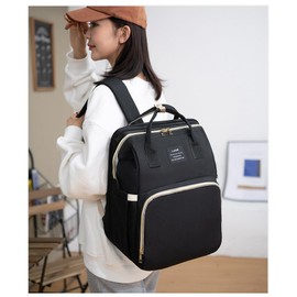 Baby Mommy Diaper Backpack | Portable Baby Travel Bassinet | Bag with Portable Changing Pad | 13 Pockets Mommy Bag Crib (BLACK)