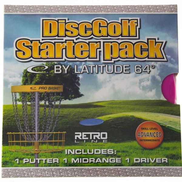 Latitude 64 Advanced 3 Disc Retro Burst Starter Set | Set Includes a Retro Keystone, Retro Fuse, and Retro Saint | Maximum Distance Frisbee Golf Driver | Frisbee Golf Stamp and Color Will Vary