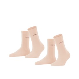 ESPRIT Women's Uni 2-Pack W SO Cotton Plain 2 Pairs Socks, Pink (Orchid 8985), 5.5-8
