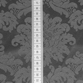Stoffkontor Decorative Fabric Jacquard Damask Fabric Floral Baroque – Sold by the Metre, Colour Dark Grey – for Sewing Cushion Covers, Tablecloths, Decoration, Curtains, Clothing etc.