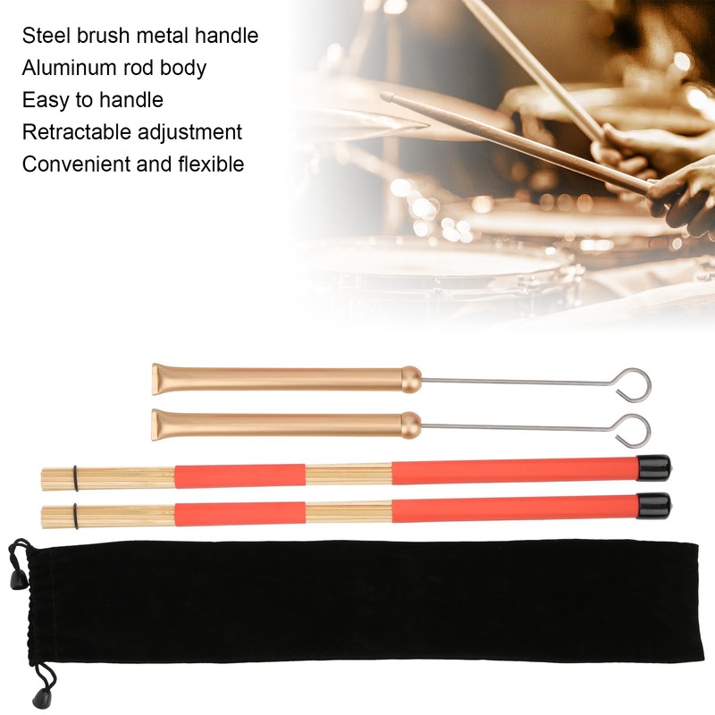 Drum Stick Brush Set Jazz Retractable Metal Wire 19 Beam