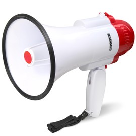 Portable Megaphone Bullhorn Loud Speaker with Siren Music & Volume Control, 30 Watt Lightweight Mini Bull Horn, 800 Yard Voice Range Mega Phone, Cheering Gifts for Adults, Kids Ages 14 15 16+ Year Old