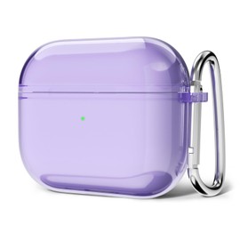 Svanove for Airpods 4 Case Clear Hard Plastic, Transparent Simple Cute Airpods 4th Generation Case with Keychain, Girly Y2k Aesthetic Trendy Airpods Cover Accessories for Women Girl, Purple Lavender