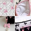 RUIXIAOXI Coquette Floral Bow Makeup Bag, Quilted Bow Cosmetic Bag