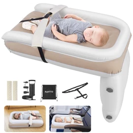 PAHTTO Inflatable Airplane Bed for Kids, Portable Toddlers Airplane Blow Up Bed for Travel, Inflatable Baby Bed Mattress with Hand Pump, Toddler Travel Essentials