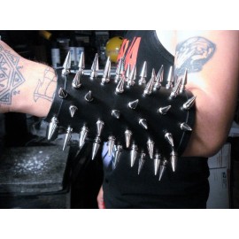 metaldevastation.com BLASPHEMY    LEATHER  BRACER RIVET SPIKED OLD SCHOOL    BLACK METAL (MDLG0189) - RIGHT, LACES, SMALL  (unisex sizes)