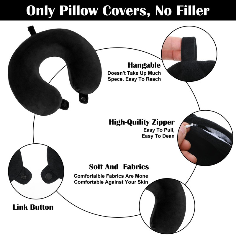 Ouligay 2 PCS U Shaped Travel Pillow Case Cover Ice