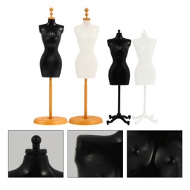 EXCEART Female Mannequin Torso, 4 Pcs Dress Form Manikin Body with Base Stand for Sewing Dressmakers Dress Jewelry Display, Black&White, (Mixed Style)
