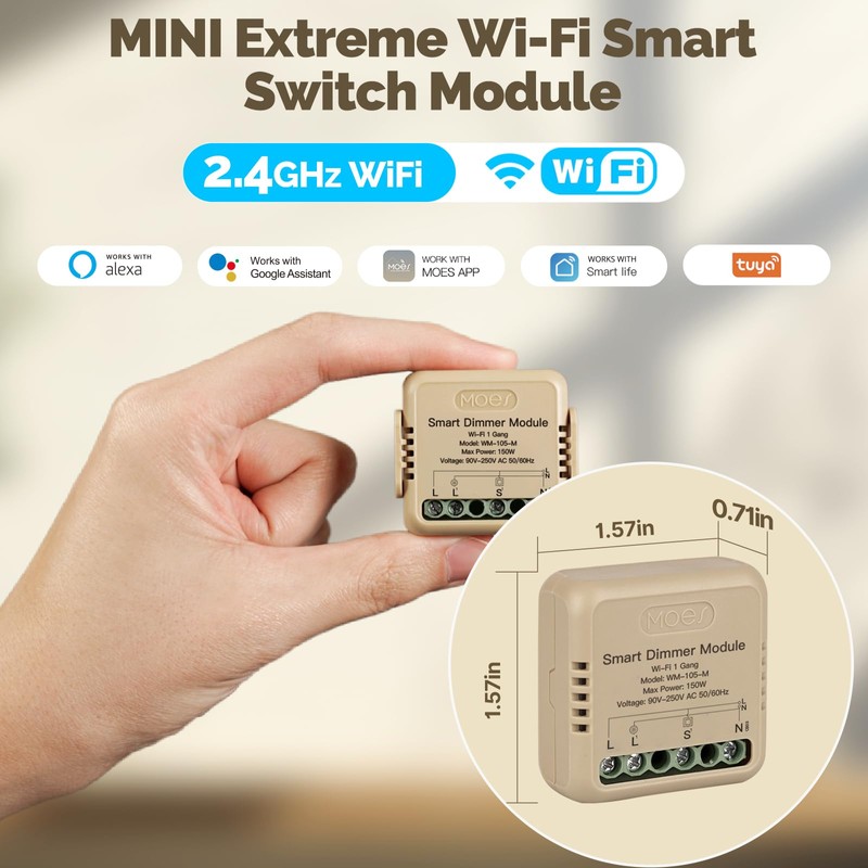MOES WiFi Smart Relay Dimmable, Dimmer Work with Google Assistant