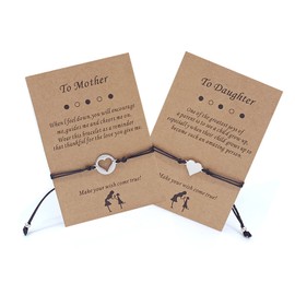 BOYYOEE Mothers and Daughter Bracelets for Women Heart Matching Wish Jewelry Gifts Back to School Gifts