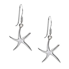 Silverly 925 Sterling Silver Starfish Earrings - Solid Silver Drop Earrings - Beach Inspired Jewellery - Star Shaped Dangle Earrings - Summer Gifts for Women - Hypoallergenic Earrings