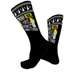 funny beer I Drink Beer I Hate People and I Know Things Socks for Men Half Calf Sock Colorful Fancy Crazy Design socks Unisex Novelty Gifts for Dad