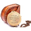 GROW OLD WITH ME ENGRAVED BRASS COMPASS ON CHAIN WITH