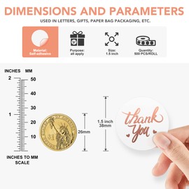 1.5 Inch Thank You Stickers Roll,4 Classic Design Font Gold Rose Foil Labels,500 PCS Thank You Lable for Small Business,Wedding,Birthday,Greeting Card,Packaging,Envelope Seals