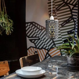 DC Voltage Pendant Light Shade Metal Drum Shaped Lampshade Industrial Easy fit Ceiling Indoor Wire cage Lampshade for Kitchen Living Room Corridor