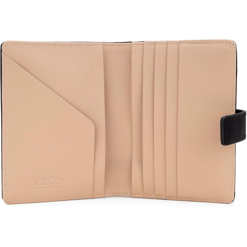 CLOE Porta Pasaporte Grande Look Troquelado color Negro para Mujer