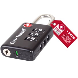 TSA Approved Luggage Locks Suitcase Locks with Indicator Open Alert (1 Pack) OW-Travel 3 Digit Security Padlock Combination Padlocks Code Lock for Zipper Luggage Bag Case Backpack Gym Locker (Black)