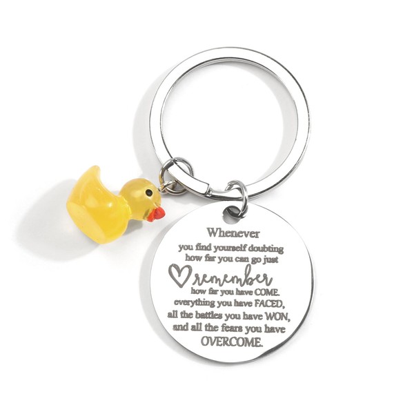 MUCOOS Inspirational Keychain,Motivational Keychain with Cute Duck Charm,Positive Gift for
