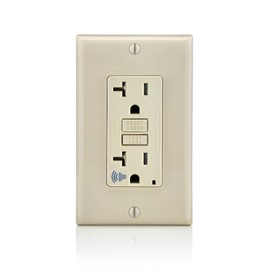 Leviton GFTA2-T SmartlockPro Self-Test Slim GFCI with Audible Trip Alert, Wallplate Included, 20 Amp, Light Almond