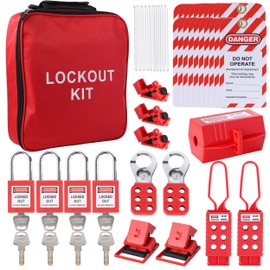 Lockout Tagout Kit, Electrical Loto Kit with Circuit Breaker Lockout, Lockout Hasps, Lock Out Tags, Universal Multi- Pole Breaker, Lock Out Tag Out Kits for Electrical, Industrial and Mechanical