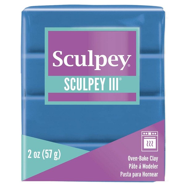 Sculpey III Polymer Oven-Bake Clay, Turquoise, Non Toxic, 2 oz. bar, Great for modeling, sculpting, holiday, DIY, mixed media and school projects.Perfect for kids & beginners!